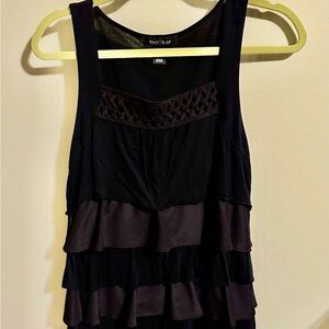 White House Black Market Sleeveless Black Ruffle Blouse